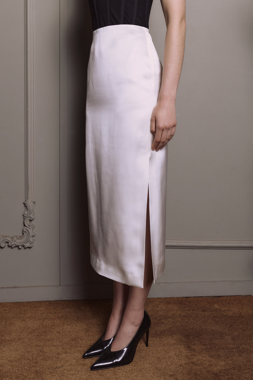 Sabine Midi Skirt - Chalk