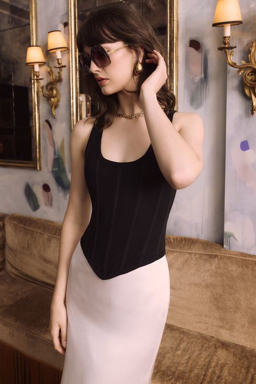 Camille Corset Tank - Noir